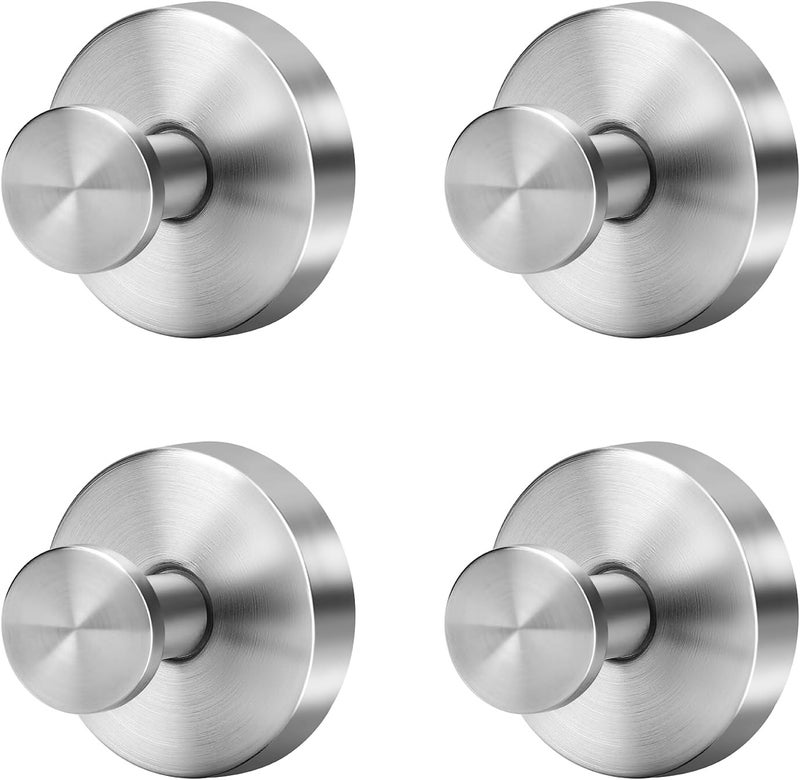 Fasbeu Silver Suction Cup Hooks for Shower Waterproof - No Drill Stainless Steel Towel Hooks for Bathroom Wall, Kitchen, Glass, Mirror, Tile - Ideal for Hanging Towels, Robes, and Loofahs(4 pcs) - Image 1
